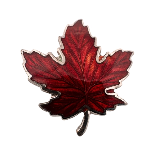 77 - Canadian Silver and Enamel Maple Leaf Brooch