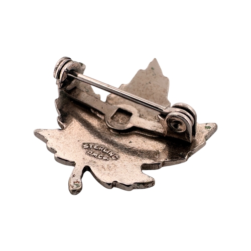 77 - Canadian Silver and Enamel Maple Leaf Brooch