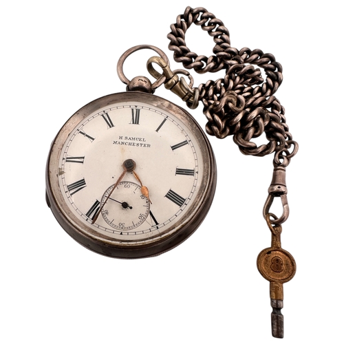 86 - Hallmarked Silver Cased Pocket Watch (as found) with Silver Watch Chain