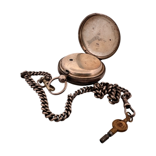 86 - Hallmarked Silver Cased Pocket Watch (as found) with Silver Watch Chain