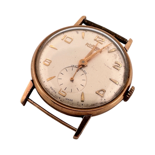 87 - Nine Carat Gold Cased Gents Roamer watch, 20.7g gross weight. Ticking