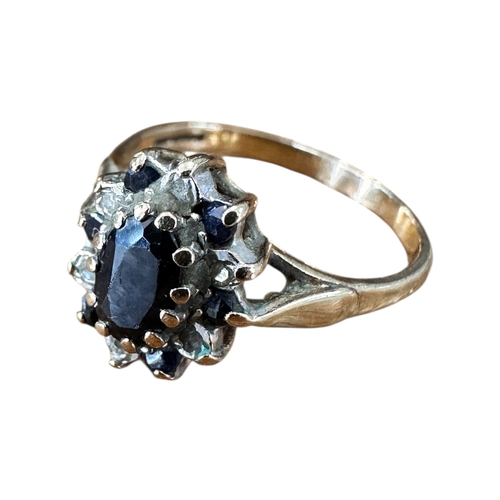 91 - Nine Carat Gold Ring set with Small Diamonds Size K, 1.76g