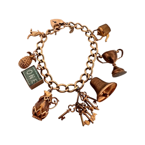 66 - Nine Carat Gold Charm Bracelet. 34.91g