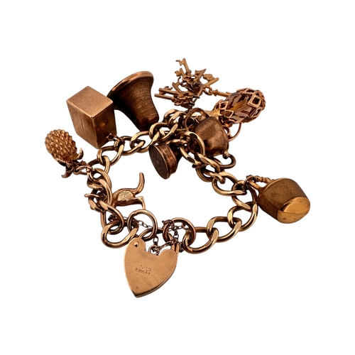 66 - Nine Carat Gold Charm Bracelet. 34.91g