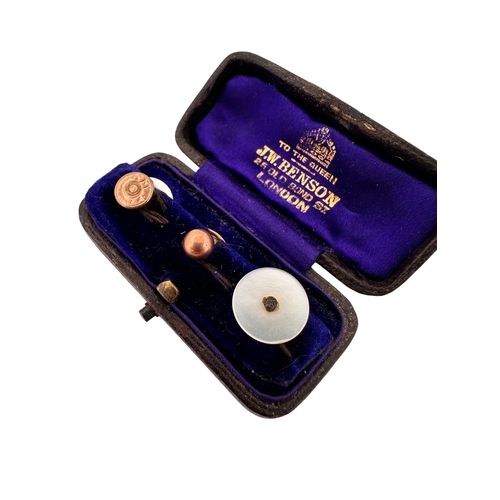 67 - Trio of Gentleman's Studs including Nine Carat Gold (0.54g) in Fitted Case (as found).