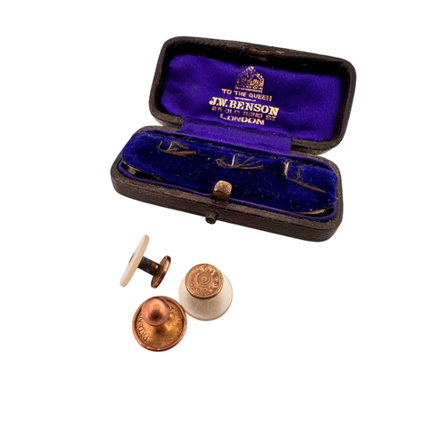 67 - Trio of Gentleman's Studs including Nine Carat Gold (0.54g) in Fitted Case (as found).