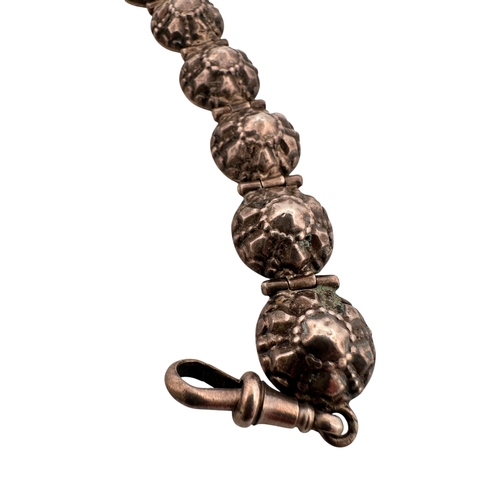 68 - Victorian White Metal Chatelaine Whistle with Ornate Repousse Peacock Design