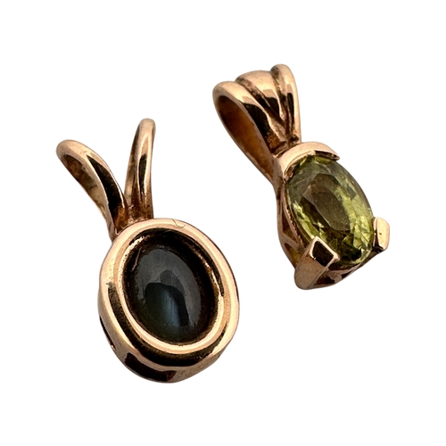 62 - Two Small Yellow Metal & Gemstone Pendants. 0.96g