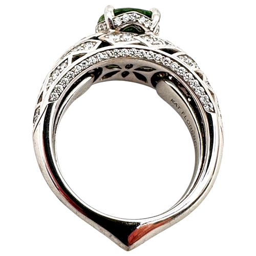 133 - Kat Florence - 2.24 ct Unheated Paraiba Tourmaline - Green Ring. Set in Eighteen Carat Gold with 158... 