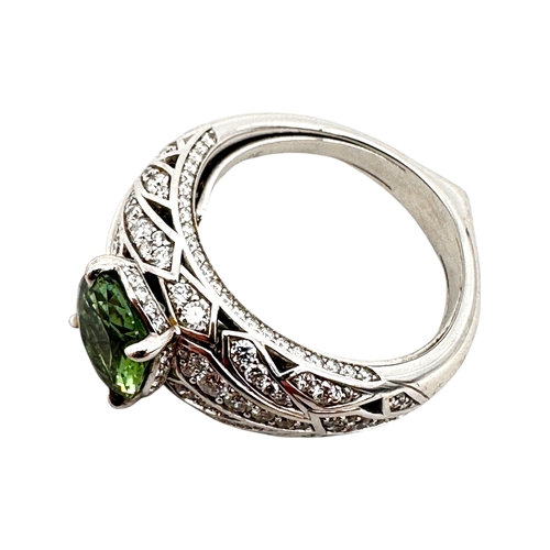 133 - Kat Florence - 2.24 ct Unheated Paraiba Tourmaline - Green Ring. Set in Eighteen Carat Gold with 158... 