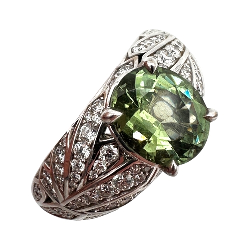 133 - Kat Florence - 2.24 ct Unheated Paraiba Tourmaline - Green Ring. Set in Eighteen Carat Gold with 158... 