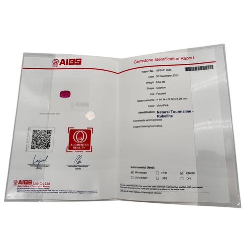 134 - Kat Florence - 6.52 ct Unheated Paraiba Tourmaline - Rubellite Ring. Set in Platinum with 158, 1.07 ... 