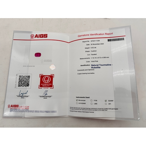 134 - Kat Florence - 6.52 ct Unheated Paraiba Tourmaline - Rubellite Ring. Set in Platinum with 158, 1.07 ... 