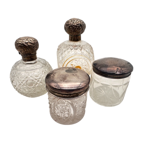 72 - Group of Hallmarked Silver Topped Scent Bottles & Jars