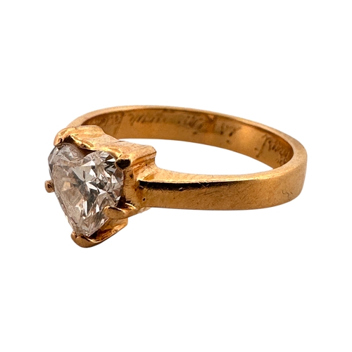 117 - Eighteen Carat Gold Solitaire Ring set with Substantial Heart Shaped Diamond. Size N. 3.73g
