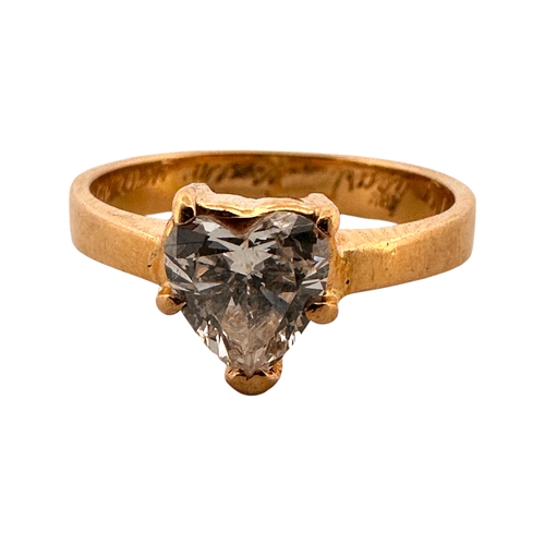 117 - Eighteen Carat Gold Solitaire Ring set with Substantial Heart Shaped Diamond. Size N. 3.73g