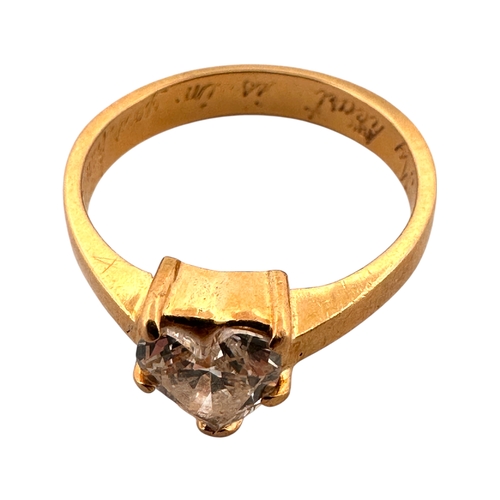 117 - Eighteen Carat Gold Solitaire Ring set with Substantial Heart Shaped Diamond. Size N. 3.73g