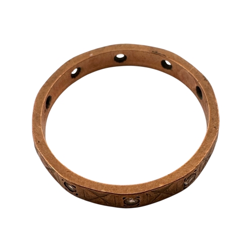 123 - Nine Carat Gold Band Ring set with Small White Stones. Size N. 1.68g