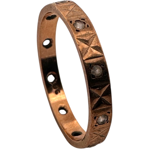 123 - Nine Carat Gold Band Ring set with Small White Stones. Size N. 1.68g