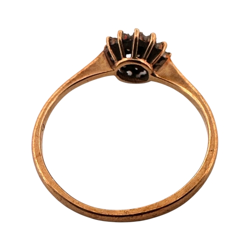 124 - Nine Carat Gold Ring with Small Diamond Cluster. Size K. 1g