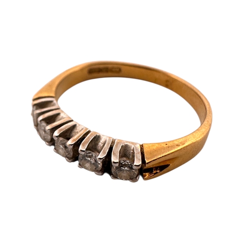 126 - Eighteen Carat Gold Ring set with Five Small Diamonds. Size M. 2.67g