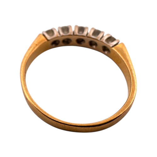 126 - Eighteen Carat Gold Ring set with Five Small Diamonds. Size M. 2.67g
