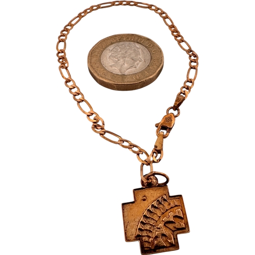 45 - Nine Carat Gold Bracelet with Charm. 2.58g
