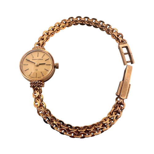 173 - Nine Carat Gold Case & Strap Mappin & Webb Vintage Quartz Watch. Untested with Original Box. 10.47g ... 