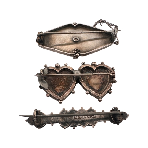 7 - Trio of Victorian Silver & White Metal Brooches