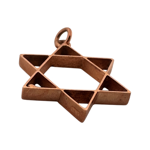 25 - Rose Gold Star of David Pendant, Stamped 14K. 1.42g