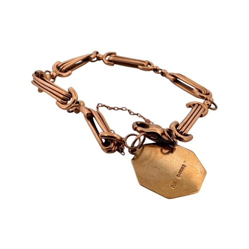 40 - Nine Carat Gold Fancy Link Rose Gold Watch Chain Bracelet, Stamped '9Kt' with Nine Carat Gold St. Ch... 