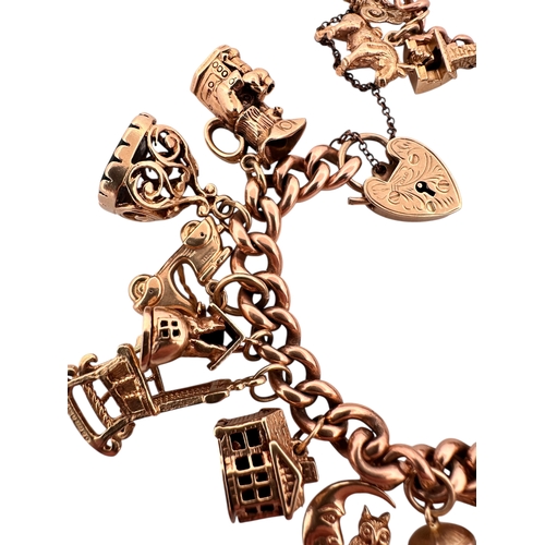 50 - Nine Carat Gold Charm Bracelet with 25 Charms. 78.2g
