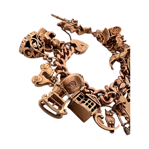 50 - Nine Carat Gold Charm Bracelet with 25 Charms. 78.2g