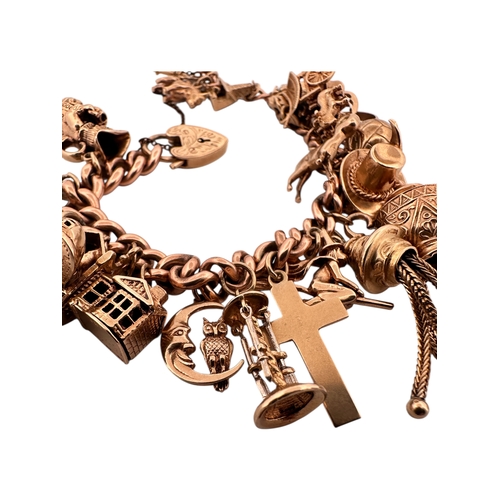 50 - Nine Carat Gold Charm Bracelet with 25 Charms. 78.2g