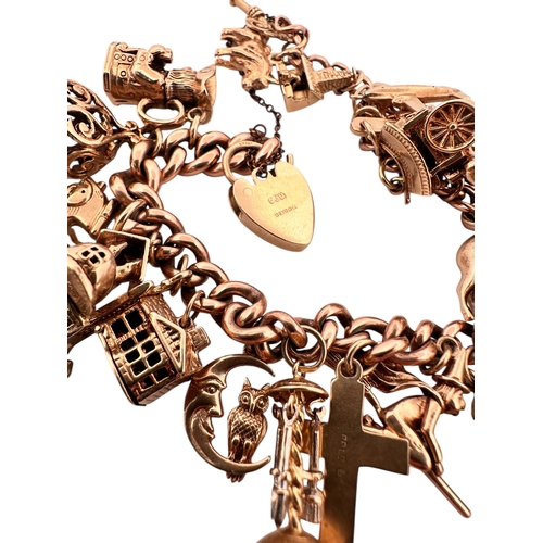 50 - Nine Carat Gold Charm Bracelet with 25 Charms. 78.2g
