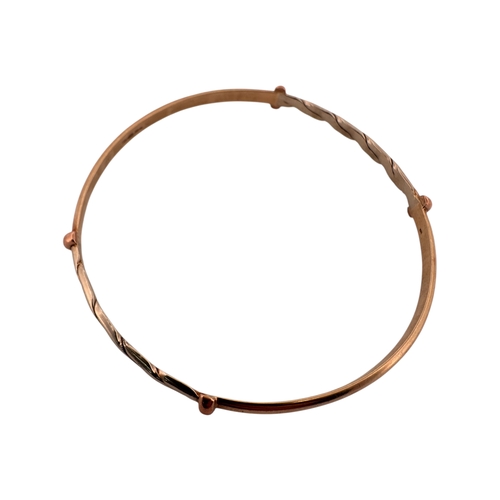 52 - Nine Carat Tri-colour Gold Bangle with Rope Detail, Hallmarked. 13g