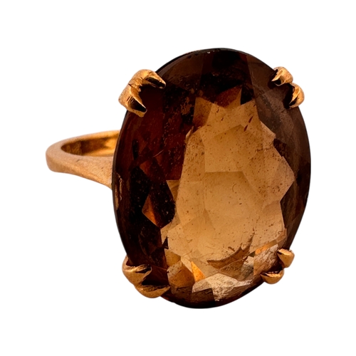 139 - Twenty Two Carat Gold Ring with Faceted Citrine Cabochon. Size M. 5.9g