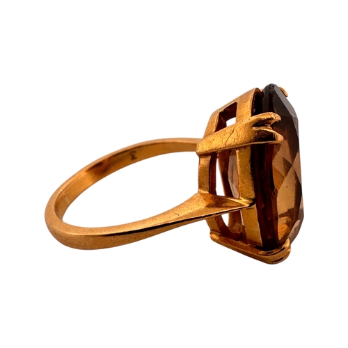 139 - Twenty Two Carat Gold Ring with Faceted Citrine Cabochon. Size M. 5.9g