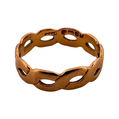 142 - Twenty Two Carat Gold Celtic Twist Ring. Full London Hallmarks. Size J.  2.44g