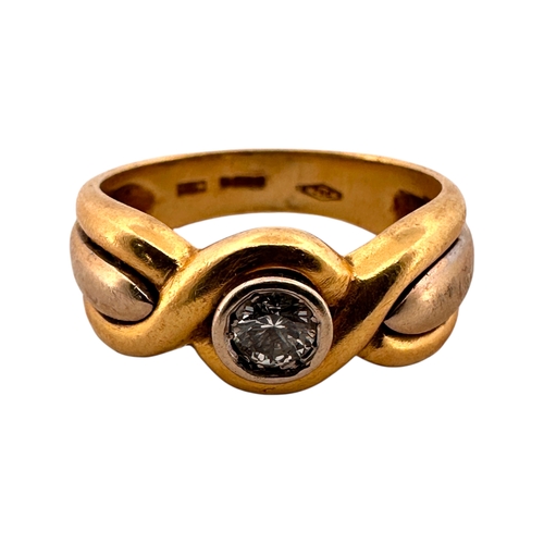 147 - Eighteen Carat Gold Ring set with Single Diamond. Full Hallmarks. Size o. 6.1g