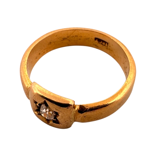 148 - Eighteen Carat Gold Ring set with Single Diamond. Size N. 5.09g