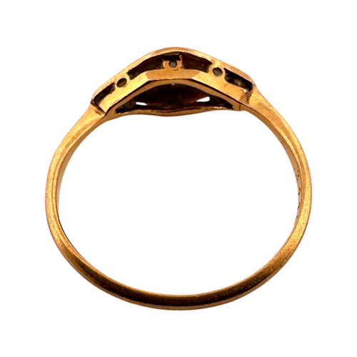 152 - Eighteen Carat Gold & Platinum Ring set with Small Diamonds. Makers Mark 'P.P.Ld. Size N. 1.78g