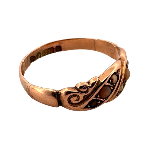 159 - Antique Nine Carat Gold Ring set with Various Gemstones. Chester 1898. Size N. 1.64g
