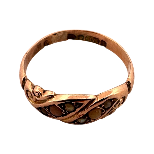 159 - Antique Nine Carat Gold Ring set with Various Gemstones. Chester 1898. Size N. 1.64g