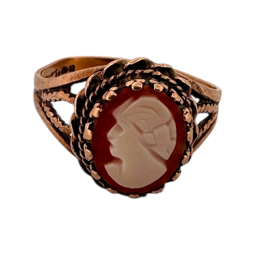 166 - Nine Carat Gold Cameo Ring with Full London Hallmarks. Size M, 2.77g