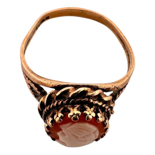 166 - Nine Carat Gold Cameo Ring with Full London Hallmarks. Size M, 2.77g