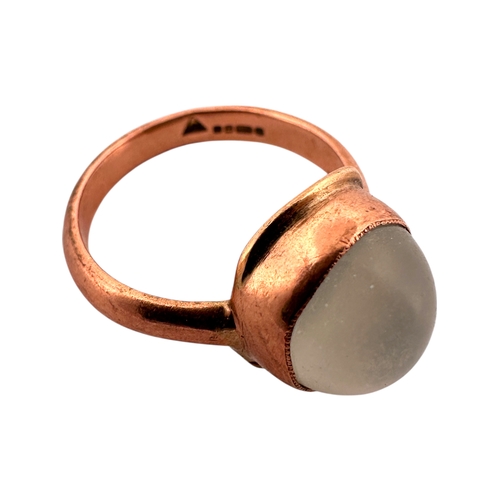 167 - Nine Carat Rose Gold Ring with Quartz Cabochon. Full Sheffield Hallmarks. Size O. 4.35g