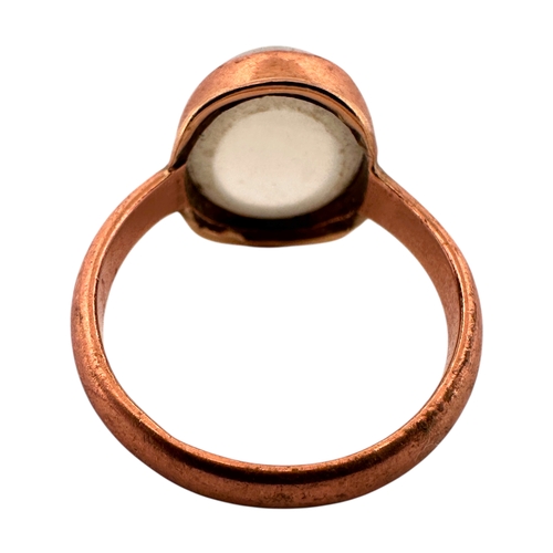 167 - Nine Carat Rose Gold Ring with Quartz Cabochon. Full Sheffield Hallmarks. Size O. 4.35g