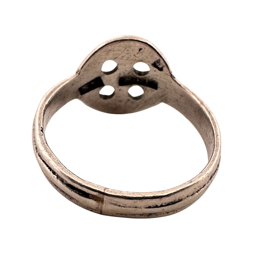 170 - Sterling Silver Celtic Cross Ring. Makers Mark S.W. size 0. 2.5g