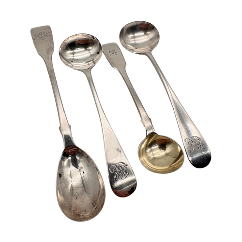 112 - Four Antique Silver Salt & Preserve Spoons. 46.98g